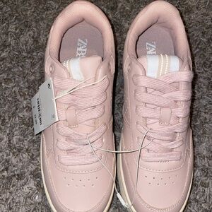 Zara Blush Pink Sneakers with Cream Details